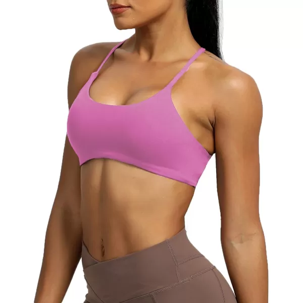 Aoxjox Womens Workout Sports Bras Fitness Backless Padded Ivy Low Impact Bra Yoga Crop Tank TopSpring Crocus