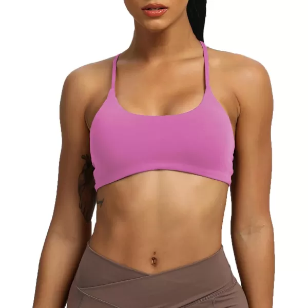 Aoxjox Womens Workout Sports Bras Fitness Backless Padded Ivy Low Impact Bra Yoga Crop Tank TopSpring Crocus