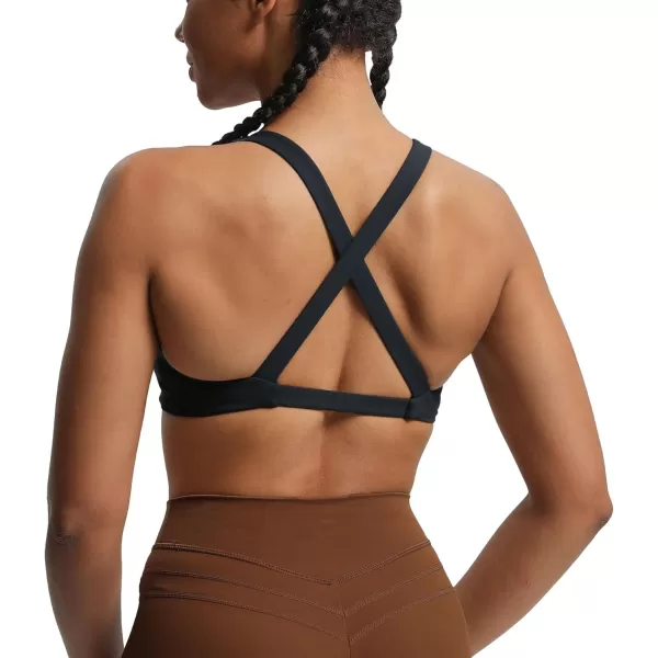 Aoxjox Womens Workout Sports Bras Fitness Backless Padded Satara Low Impact Bra Yoga Crop Tank TopBlueberry