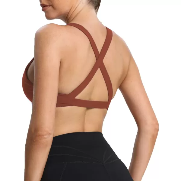 Aoxjox Womens Workout Sports Bras Fitness Backless Padded Satara Low Impact Bra Yoga Crop Tank TopCherry Mahogany