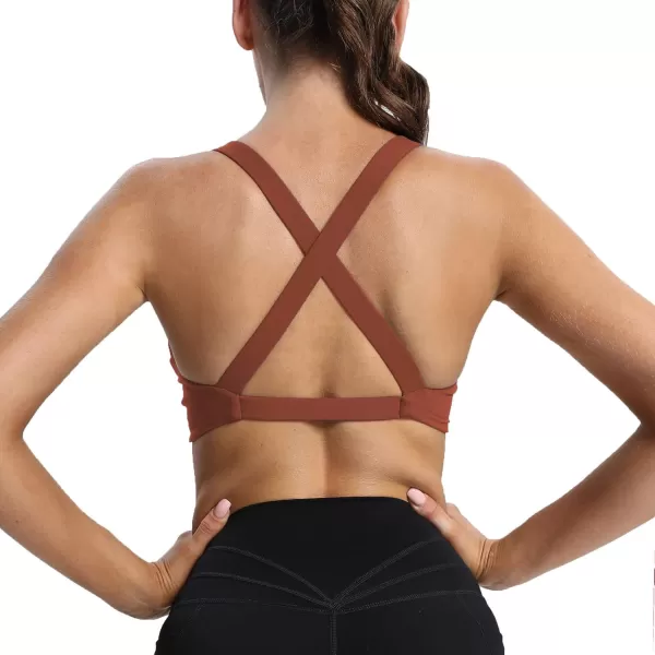 Aoxjox Womens Workout Sports Bras Fitness Backless Padded Satara Low Impact Bra Yoga Crop Tank TopCherry Mahogany