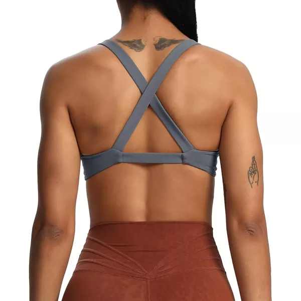 Aoxjox Womens Workout Sports Bras Fitness Backless Padded Satara Low Impact Bra Yoga Crop Tank TopIron Grey