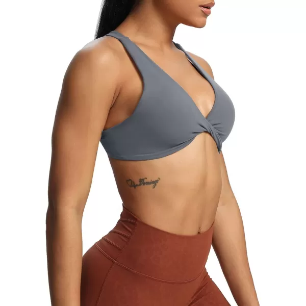 Aoxjox Womens Workout Sports Bras Fitness Backless Padded Satara Low Impact Bra Yoga Crop Tank TopIron Grey