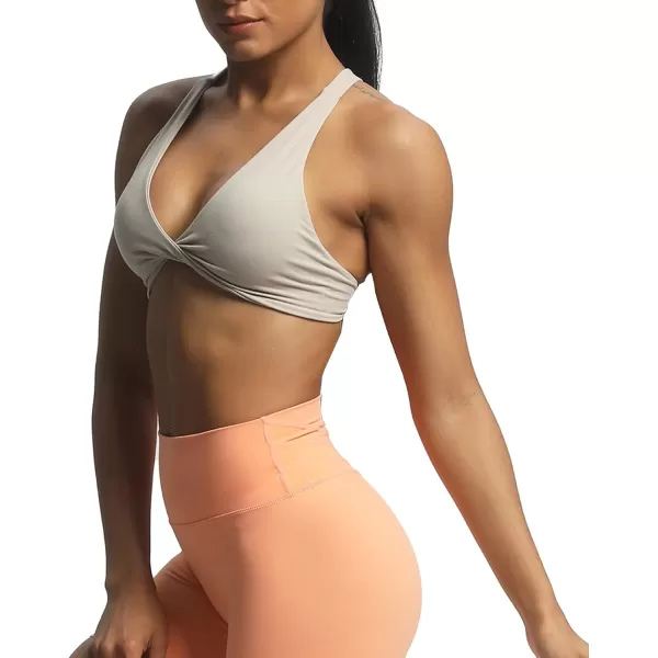 Aoxjox Womens Workout Sports Bras Fitness Backless Padded Satara Low Impact Bra Yoga Crop Tank TopMink