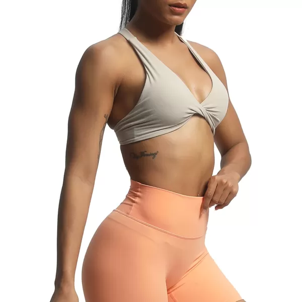 Aoxjox Womens Workout Sports Bras Fitness Backless Padded Satara Low Impact Bra Yoga Crop Tank TopMink