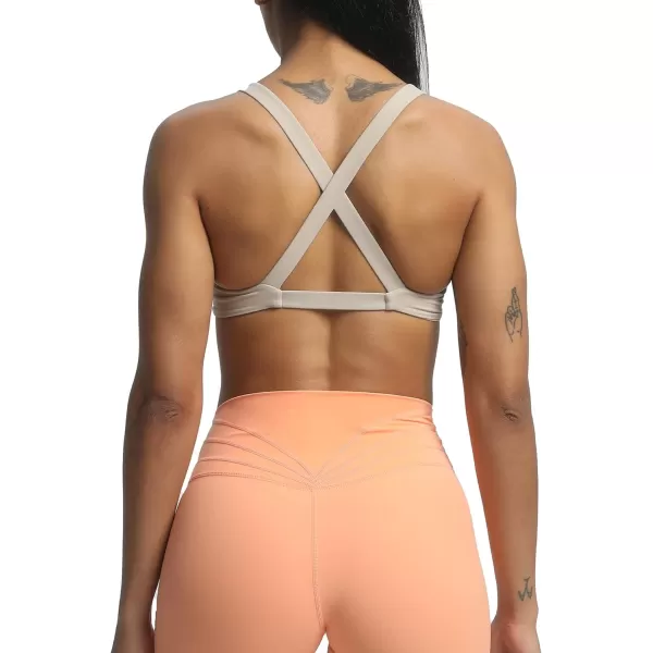 Aoxjox Womens Workout Sports Bras Fitness Backless Padded Satara Low Impact Bra Yoga Crop Tank TopMink