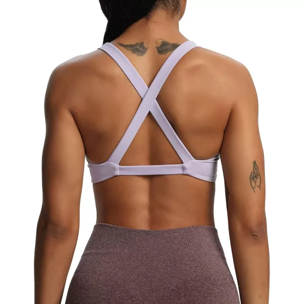 Aoxjox Womens Workout Sports Bras Fitness Backless Padded Satara Low Impact Bra Yoga Crop Tank TopPurple Heather