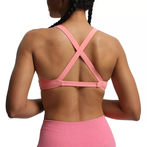 Aoxjox Womens Workout Sports Bras Fitness Backless Padded Satara Low Impact Bra Yoga Crop Tank TopSalmon Rose