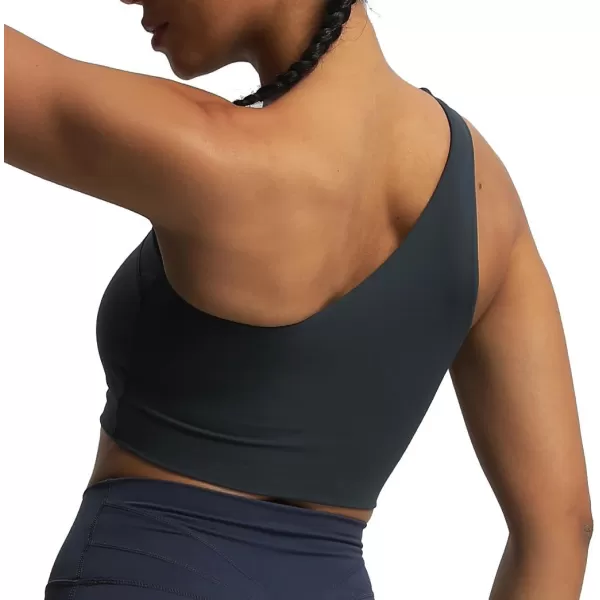 Aoxjox Womens Workout Sports Bras Fitness Gym Olivia Asymmetric One Shoulder Padded Bra Yoga Crop Tank TopBlueberry