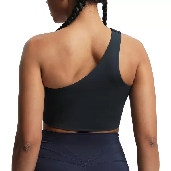 Aoxjox Womens Workout Sports Bras Fitness Gym Olivia Asymmetric One Shoulder Padded Bra Yoga Crop Tank TopBlueberry