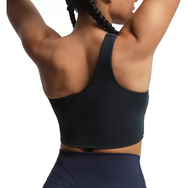 Aoxjox Womens Workout Sports Bras Fitness Gym Olivia Asymmetric One Shoulder Padded Bra Yoga Crop Tank TopBlueberry