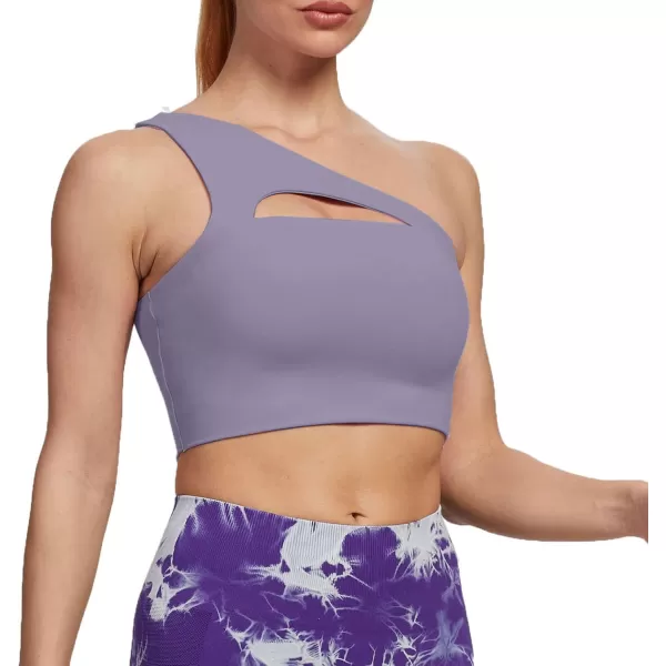 Aoxjox Womens Workout Sports Bras Fitness Gym Olivia Asymmetric One Shoulder Padded Bra Yoga Crop Tank TopLazuli