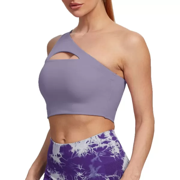 Aoxjox Womens Workout Sports Bras Fitness Gym Olivia Asymmetric One Shoulder Padded Bra Yoga Crop Tank TopLazuli