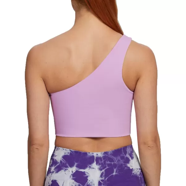 Aoxjox Womens Workout Sports Bras Fitness Gym Olivia Asymmetric One Shoulder Padded Bra Yoga Crop Tank TopLilac Purple