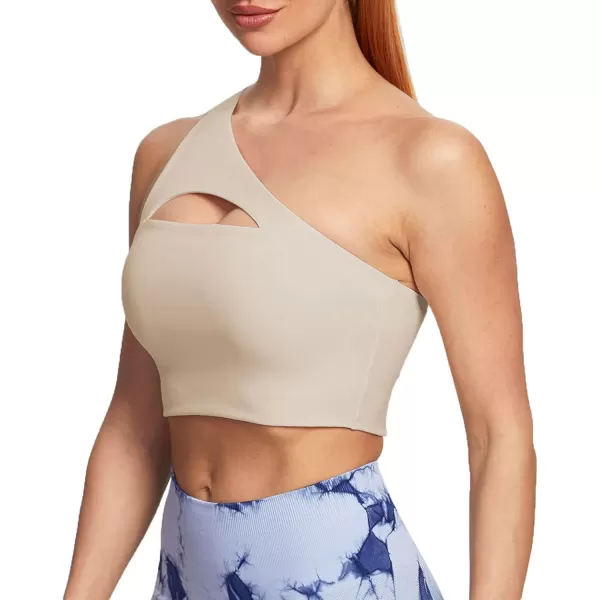Aoxjox Womens Workout Sports Bras Fitness Gym Olivia Asymmetric One Shoulder Padded Bra Yoga Crop Tank TopMink