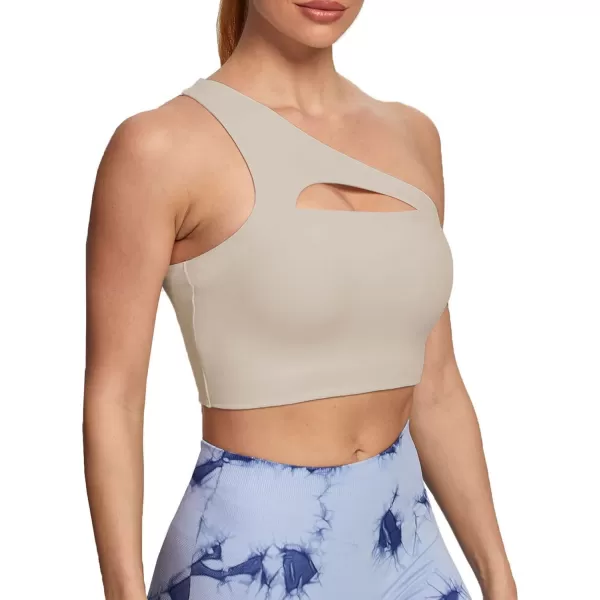 Aoxjox Womens Workout Sports Bras Fitness Gym Olivia Asymmetric One Shoulder Padded Bra Yoga Crop Tank TopMink