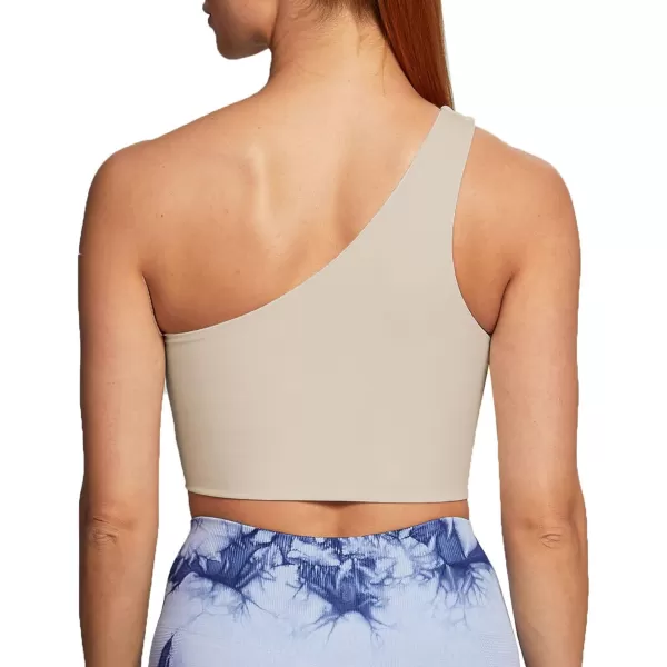 Aoxjox Womens Workout Sports Bras Fitness Gym Olivia Asymmetric One Shoulder Padded Bra Yoga Crop Tank TopMink