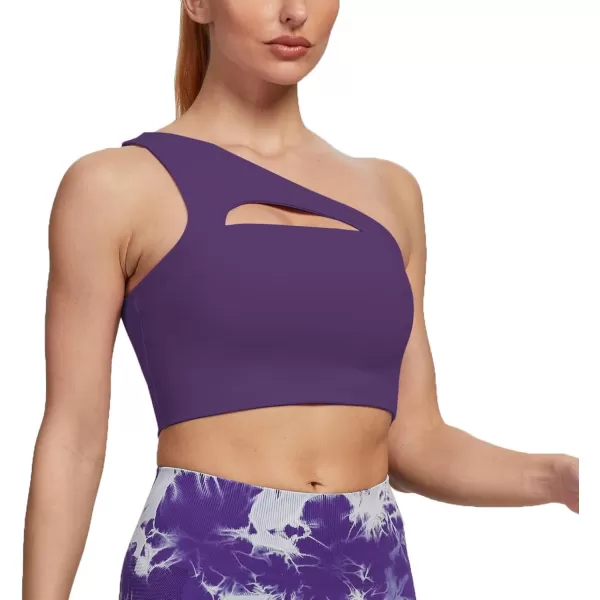 Aoxjox Womens Workout Sports Bras Fitness Gym Olivia Asymmetric One Shoulder Padded Bra Yoga Crop Tank TopMulberry Purple