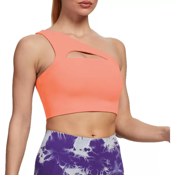 Aoxjox Womens Workout Sports Bras Fitness Gym Olivia Asymmetric One Shoulder Padded Bra Yoga Crop Tank TopPapaya