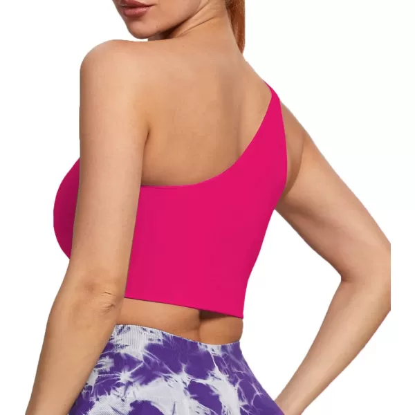 Aoxjox Womens Workout Sports Bras Fitness Gym Olivia Asymmetric One Shoulder Padded Bra Yoga Crop Tank TopRose Red