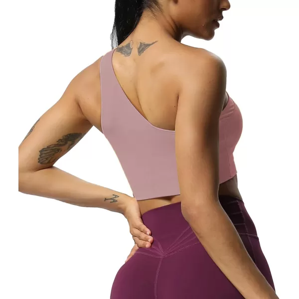 Aoxjox Womens Workout Sports Bras Fitness Gym Olivia Asymmetric One Shoulder Padded Bra Yoga Crop Tank TopWoodrose