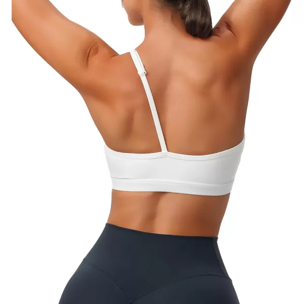 Aoxjox Womens Workout Sports Bras One Shoulder Caley Asymmetrical Bra Fitness Training Gym Yoga Crop Tank TopWhite
