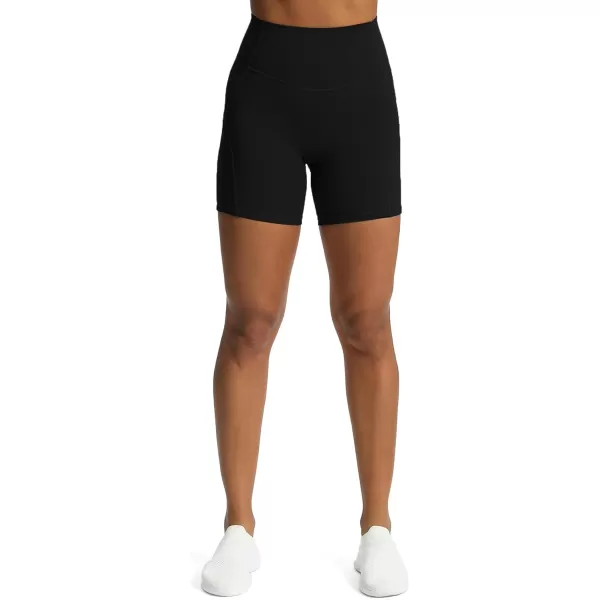 Aoxjox Workout Biker Shorts for Women Tummy Control High Waisted Exercise Gym Yoga Lined Shorts 6quotBlack