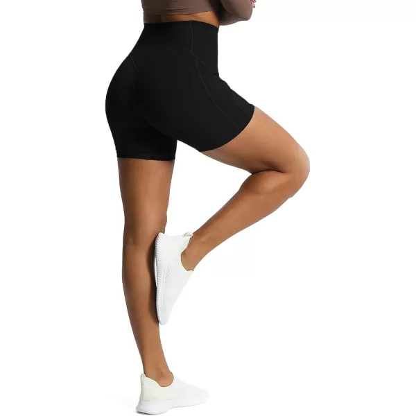 Aoxjox Workout Biker Shorts for Women Tummy Control High Waisted Exercise Gym Yoga Lined Shorts 6quotBlack