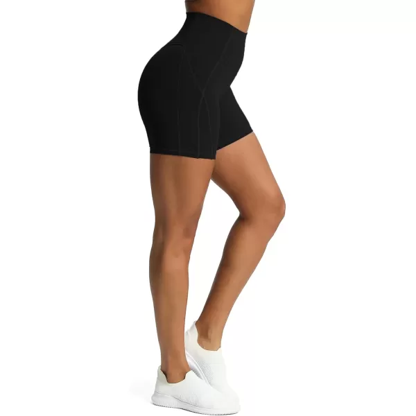 Aoxjox Workout Biker Shorts for Women Tummy Control High Waisted Exercise Gym Yoga Lined Shorts 6quotBlack