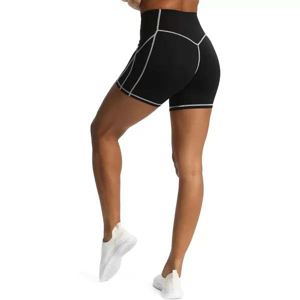 Aoxjox Workout Biker Shorts for Women Tummy Control High Waisted Exercise Gym Yoga Lined Shorts 6quotBlack Mink