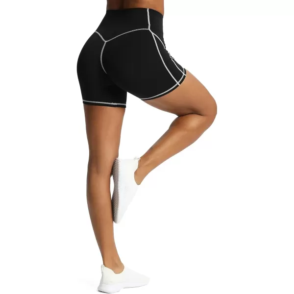 Aoxjox Workout Biker Shorts for Women Tummy Control High Waisted Exercise Gym Yoga Lined Shorts 6quotBlack Mink