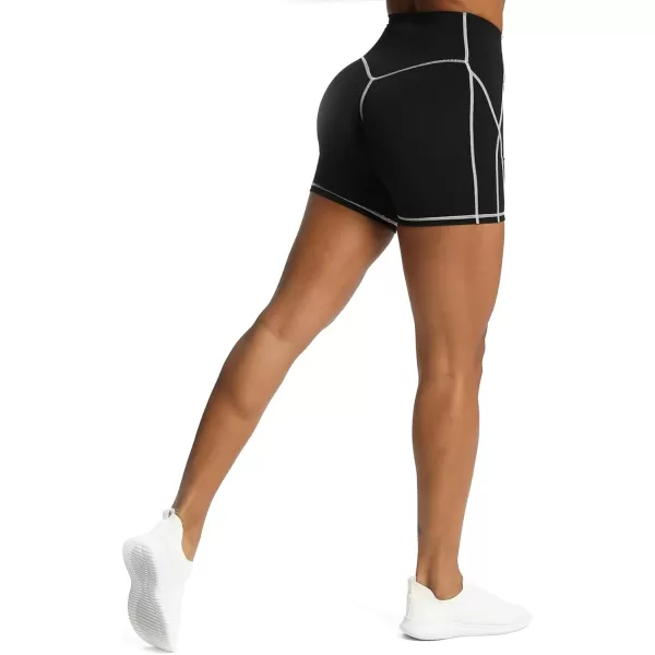 Aoxjox Workout Biker Shorts for Women Tummy Control High Waisted Exercise Gym Yoga Lined Shorts 6quotBlack Mink