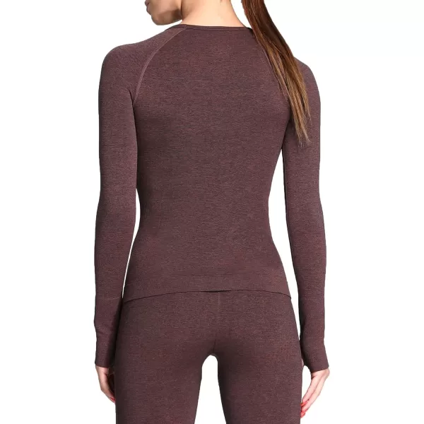 Aoxjox Workout Long Sleeve Shirts for Women Fall Workout Shirts Gym Yoga Running Seamless Tee TShirt TopsB Cherry Brown Marl