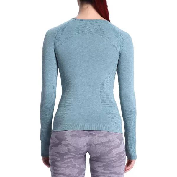 Aoxjox Workout Long Sleeve Shirts for Women Fall Workout Shirts Gym Yoga Running Seamless Tee TShirt TopsB Forest Green Marl