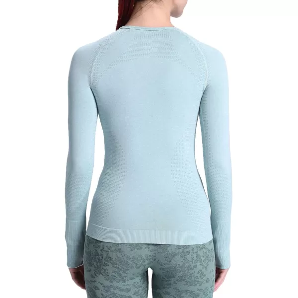 Aoxjox Workout Long Sleeve Shirts for Women Fall Workout Shirts Gym Yoga Running Seamless Tee TShirt TopsB Light Green Marl