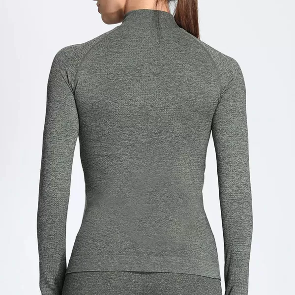 Aoxjox Workout Long Sleeve Shirts for Women Fall Workout Shirts Gym Yoga Running Seamless Tee TShirt TopsC Army Green Marl