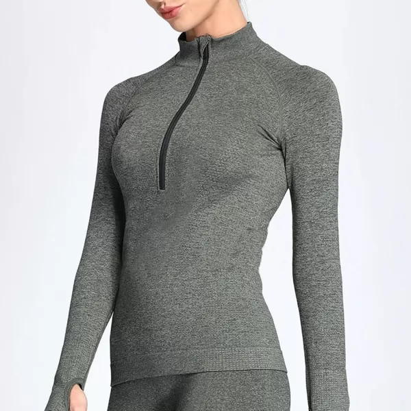 Aoxjox Workout Long Sleeve Shirts for Women Fall Workout Shirts Gym Yoga Running Seamless Tee TShirt TopsC Army Green Marl