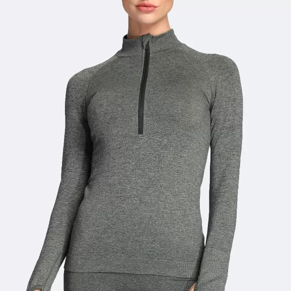 Aoxjox Workout Long Sleeve Shirts for Women Fall Workout Shirts Gym Yoga Running Seamless Tee TShirt TopsC Army Green Marl
