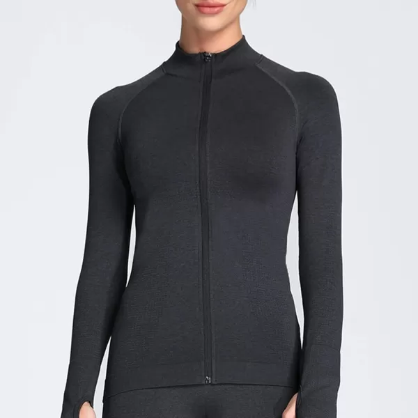 Aoxjox Workout Long Sleeve Shirts for Women Fall Workout Shirts Gym Yoga Running Seamless Tee TShirt TopsC Black Marl