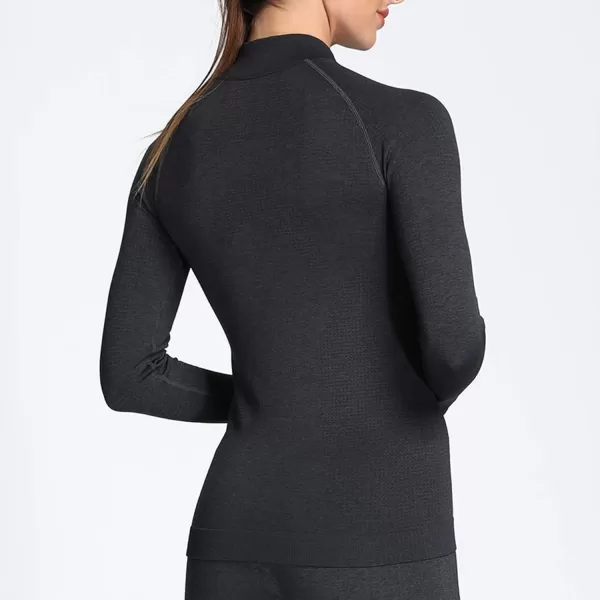 Aoxjox Workout Long Sleeve Shirts for Women Fall Workout Shirts Gym Yoga Running Seamless Tee TShirt TopsC Black Marl