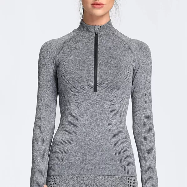 Aoxjox Workout Long Sleeve Shirts for Women Fall Workout Shirts Gym Yoga Running Seamless Tee TShirt TopsC Charcoal Grey Marl