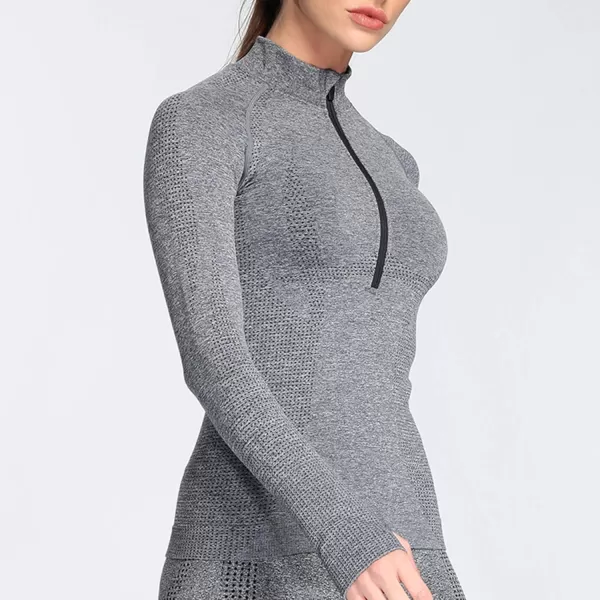 Aoxjox Workout Long Sleeve Shirts for Women Fall Workout Shirts Gym Yoga Running Seamless Tee TShirt TopsC Charcoal Grey Marl