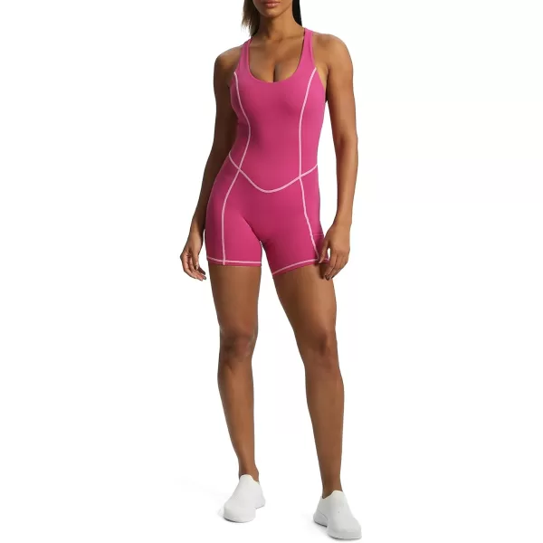 Aoxjox Workout Rompers for Women Brooke Cross Back One Piece Scrunch Gym Yoga Sports Bras JumpsuitBaton Red Mauve