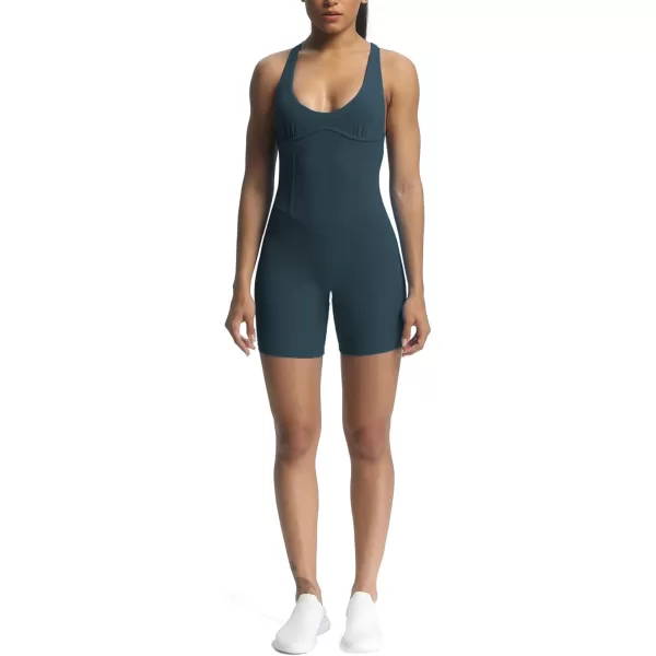 Aoxjox Workout Rompers for Women Brooke Cross Back One Piece Scrunch Gym Yoga Sports Bras JumpsuitBlueberry