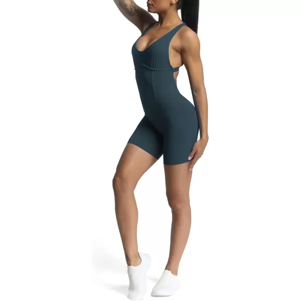 Aoxjox Workout Rompers for Women Brooke Cross Back One Piece Scrunch Gym Yoga Sports Bras JumpsuitBlueberry
