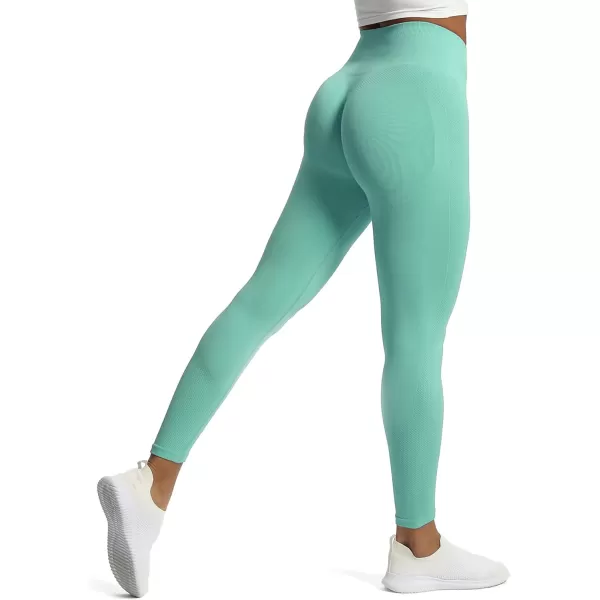 Aoxjox Workout Seamless Leggings for Women High Waisted Fitness Yoga Contour Sculpt LeggingsBlue Turquoise