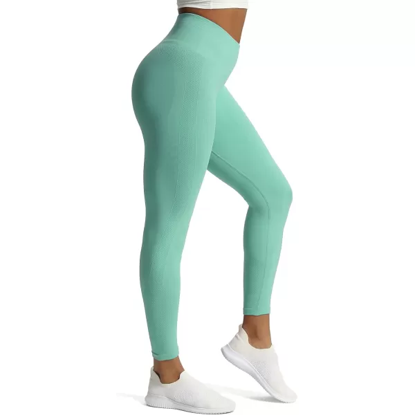 Aoxjox Workout Seamless Leggings for Women High Waisted Fitness Yoga Contour Sculpt LeggingsBlue Turquoise