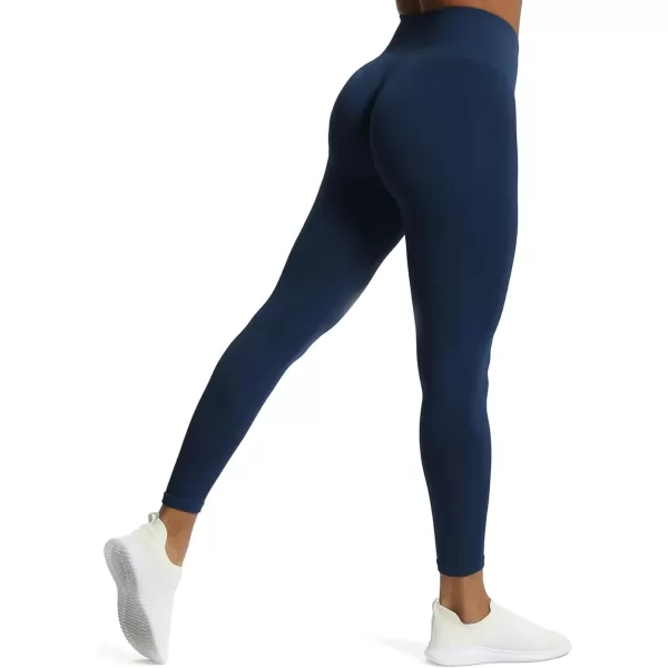 Aoxjox Workout Seamless Leggings for Women High Waisted Fitness Yoga Contour Sculpt LeggingsEstate Blue