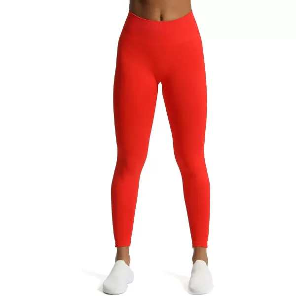 Aoxjox Workout Seamless Leggings for Women High Waisted Fitness Yoga Contour Sculpt LeggingsFiery Red