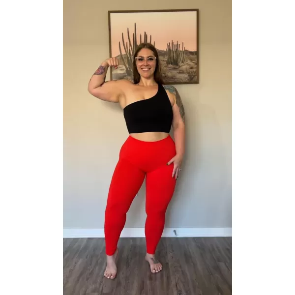 Aoxjox Workout Seamless Leggings for Women High Waisted Fitness Yoga Contour Sculpt LeggingsFiery Red